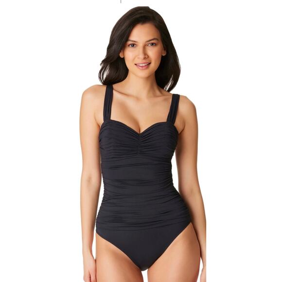 Bleu Rod Beattie Kore One Piece Shirred Bandeau Swim Suit 10 NWT - Picture 1 of 6